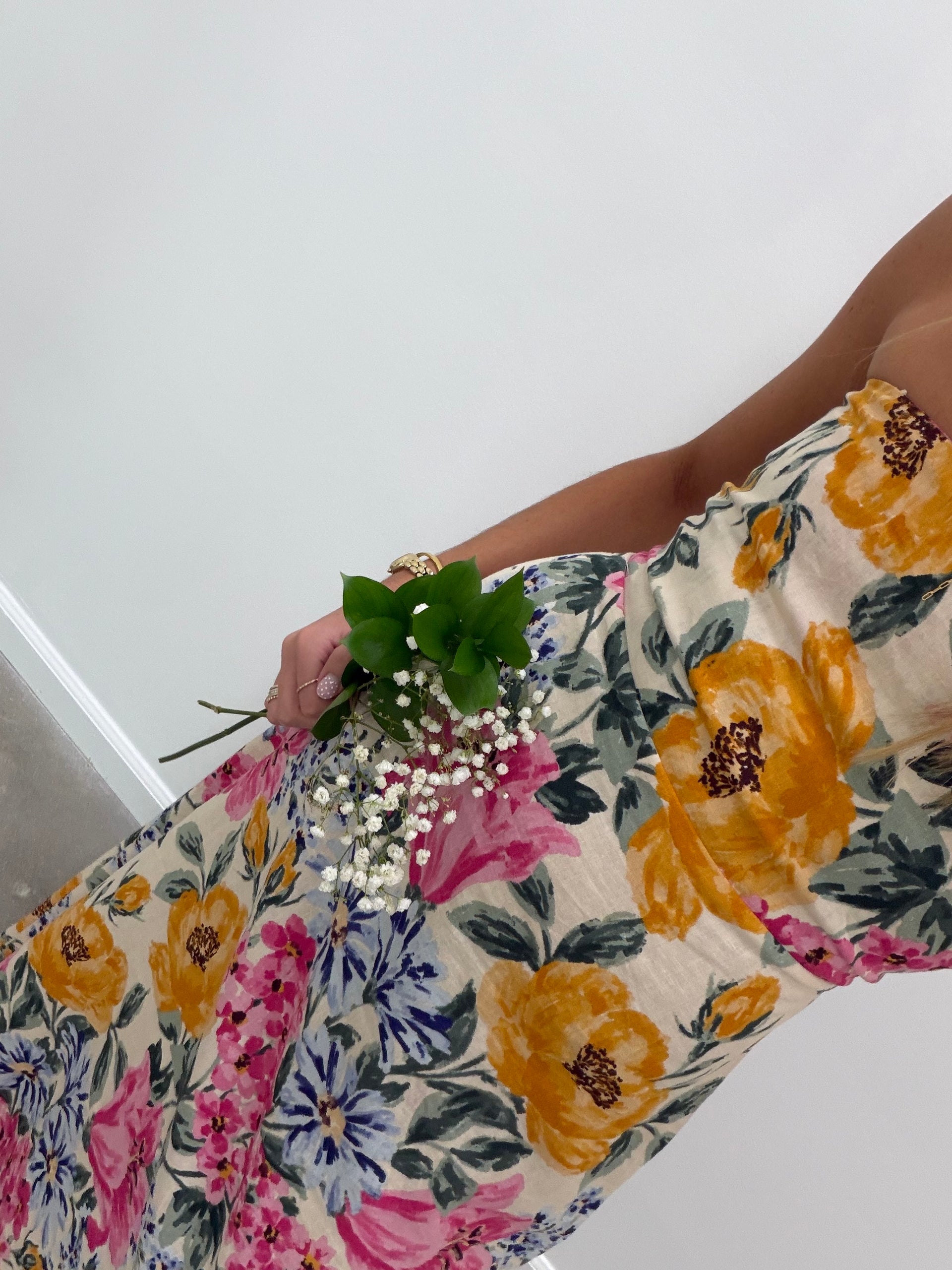 Bold Floral Strapless Dress