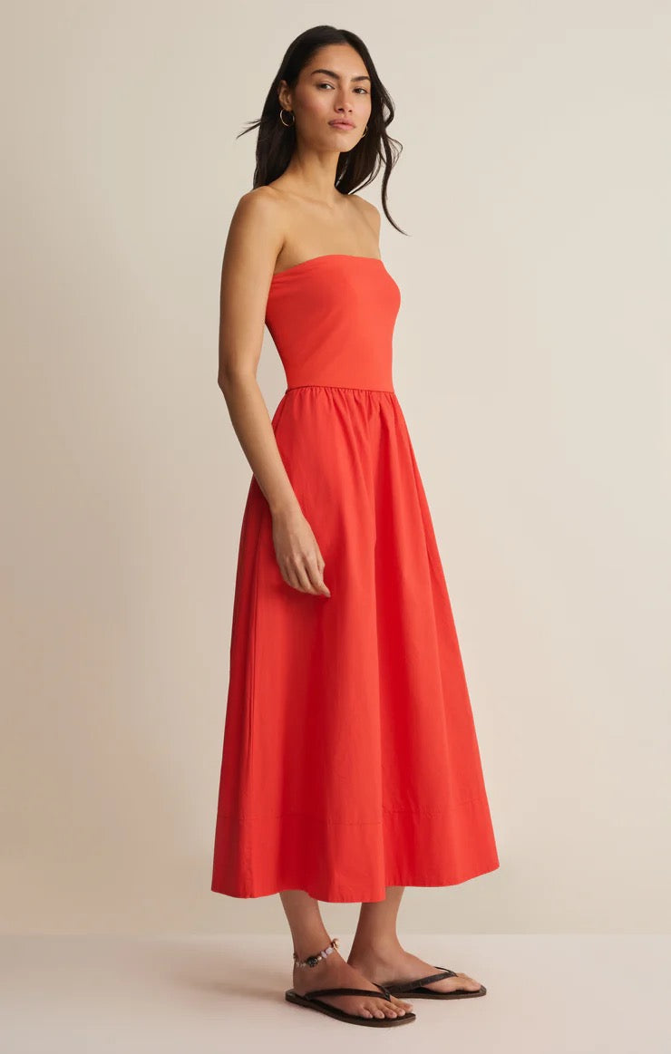 Sunsought Strapless Midi Dress Lychee