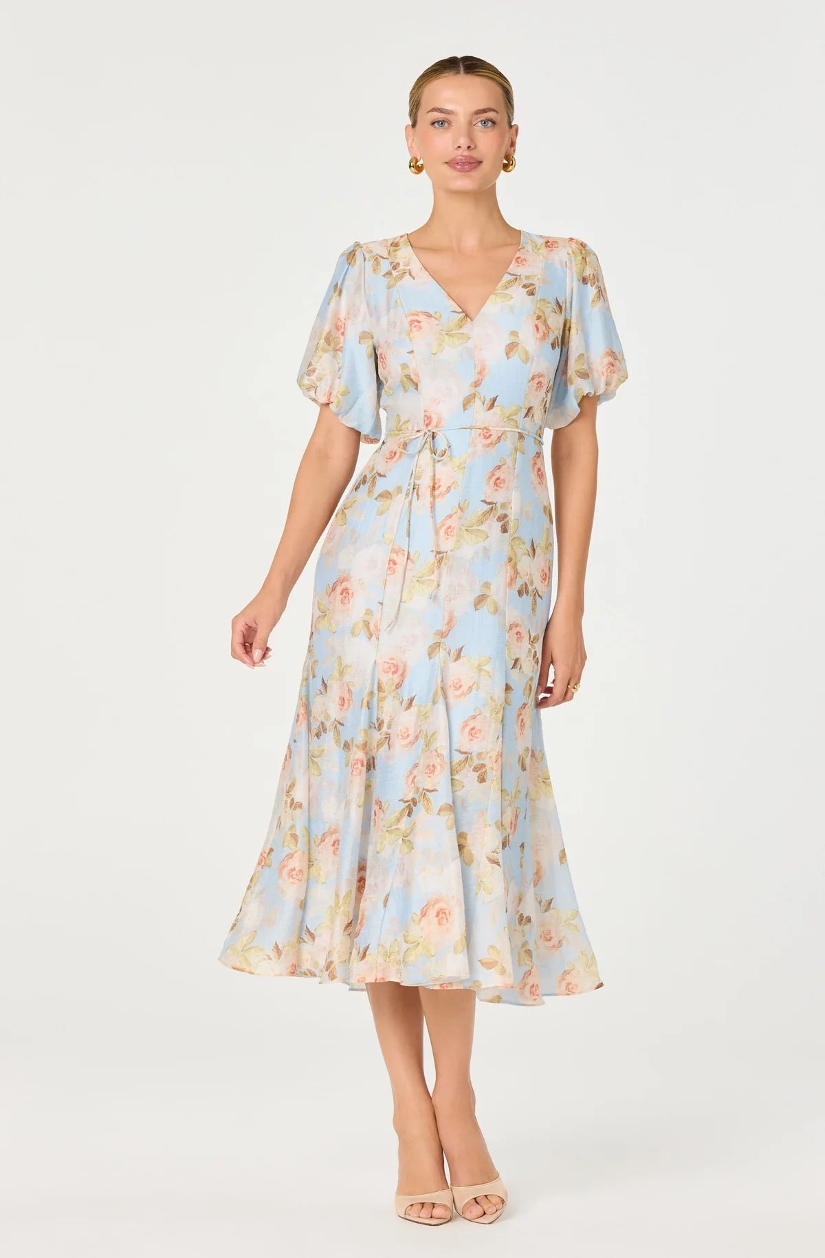 Lavena Floral Balloon Sleeve Midi Dress