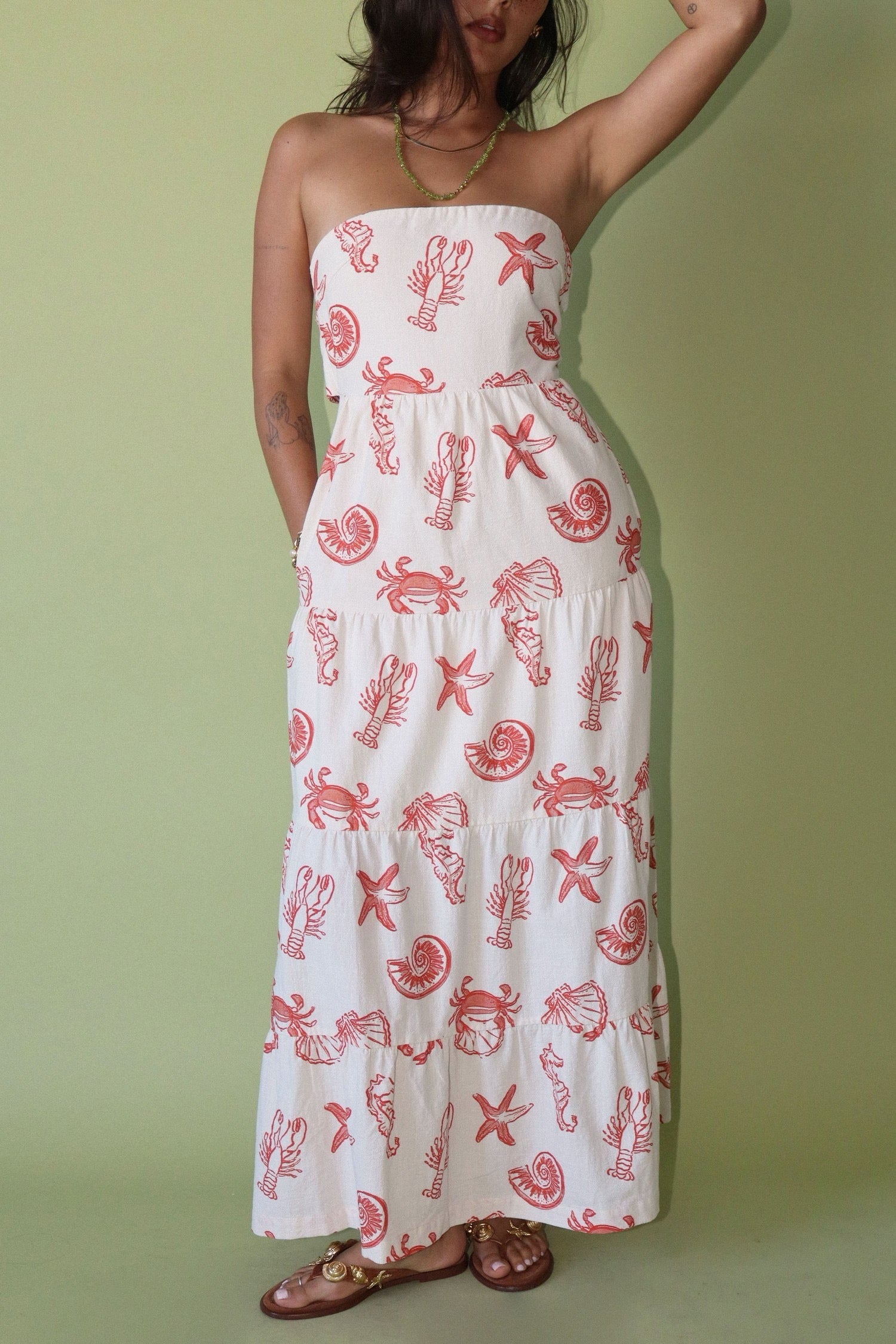 Strapless Seashell Maxi Dress