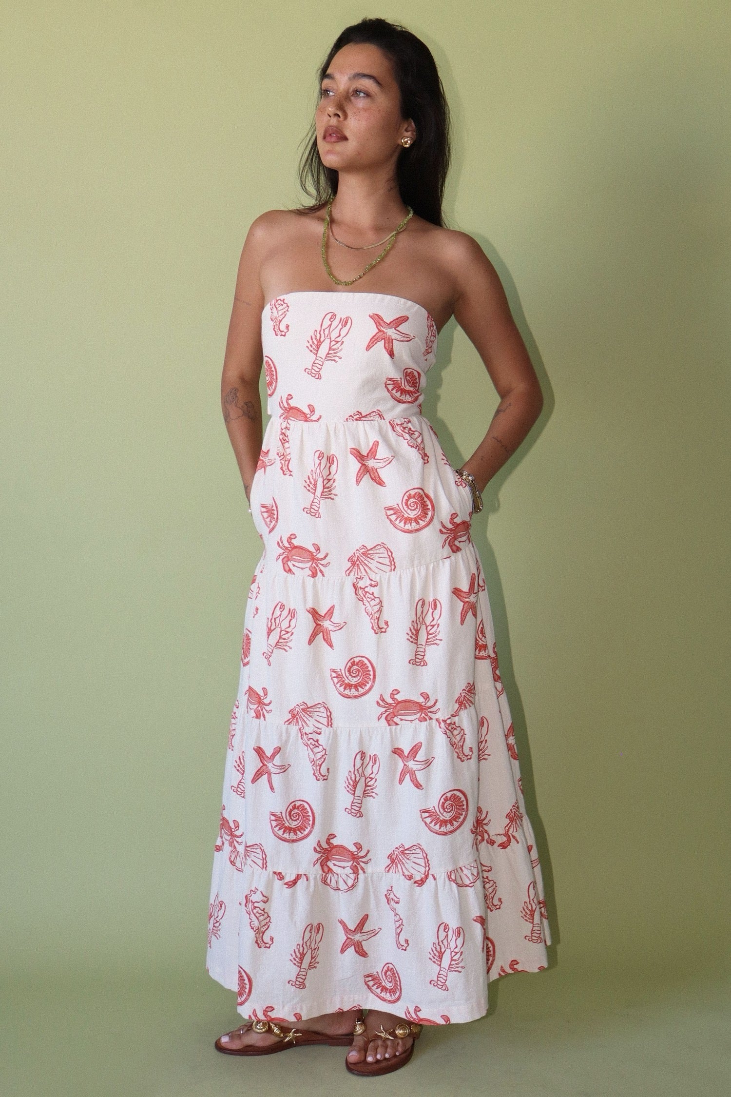 Strapless Seashell Maxi Dress