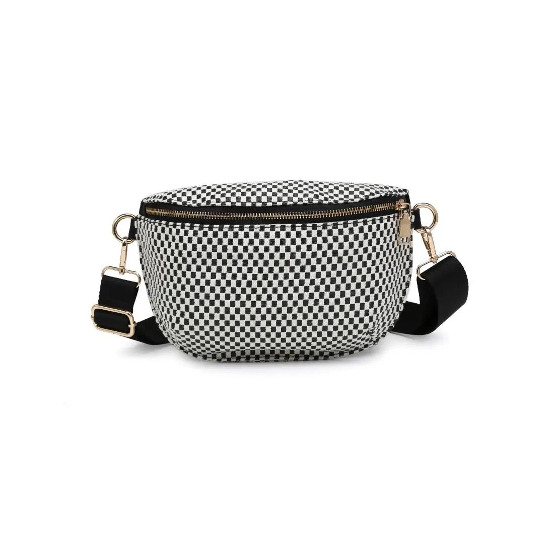 Gizelle Checker Belt Bag Black and White