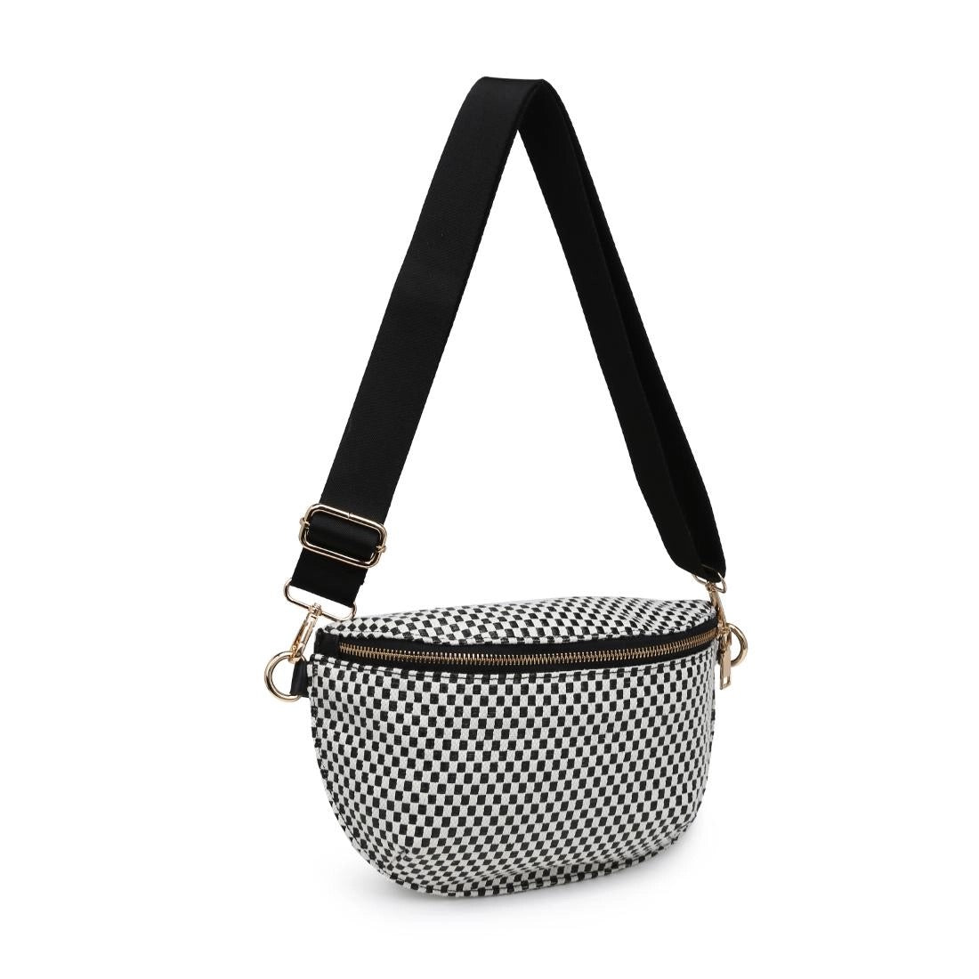 Gizelle Checker Belt Bag Black and White