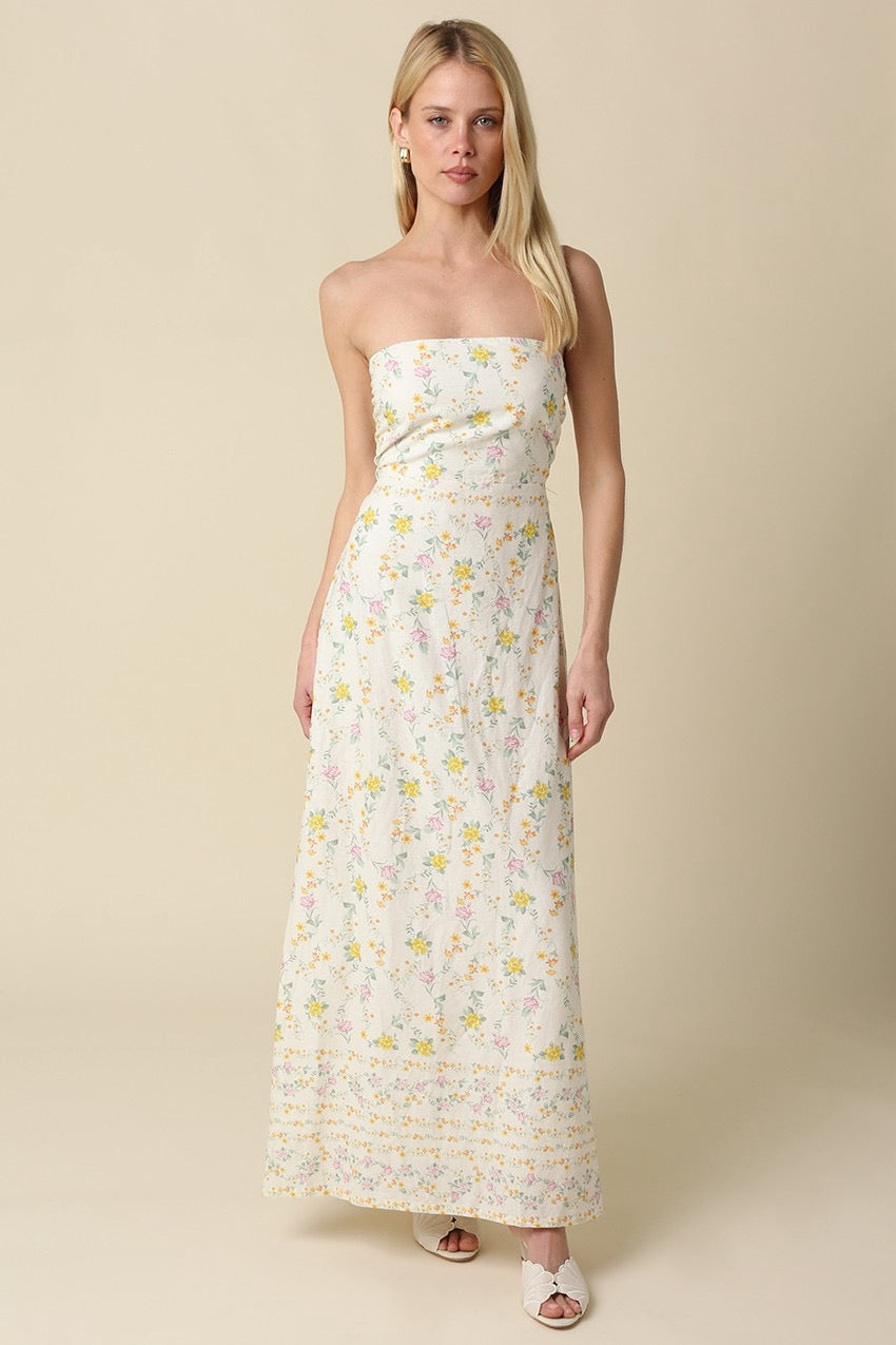 Ditsy Floral Strapless Dress