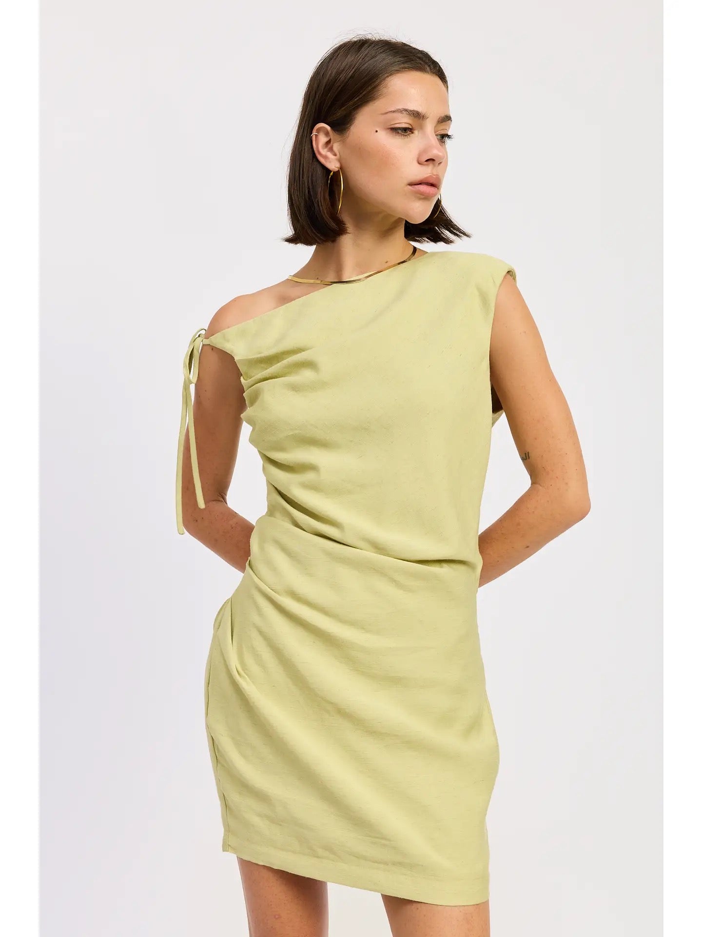 Asymmetrical Mini Side Tie Dress