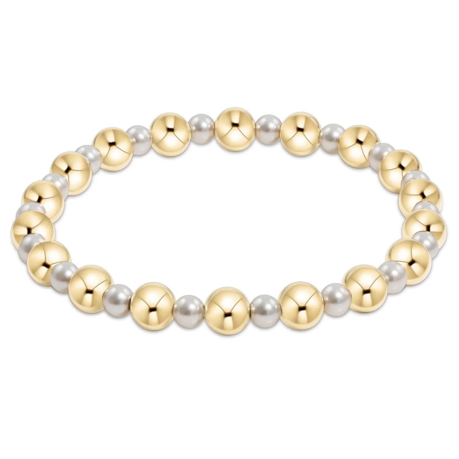 pearl grateful pattern 4mm bead bracelet 6mm gold