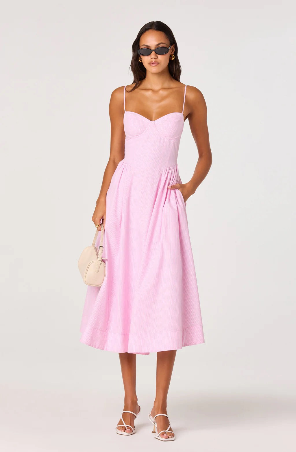 Bellamy Striped Sweetheart A-Line Midi Dress