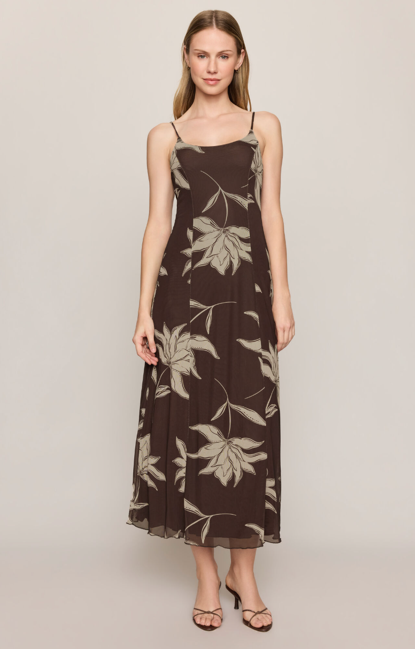 Charisma Floral Midi Dress- Dark Chocolate
