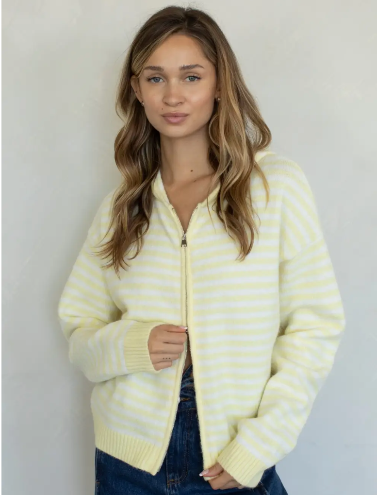 Cooper Hooded Sweater-Butter Stripe