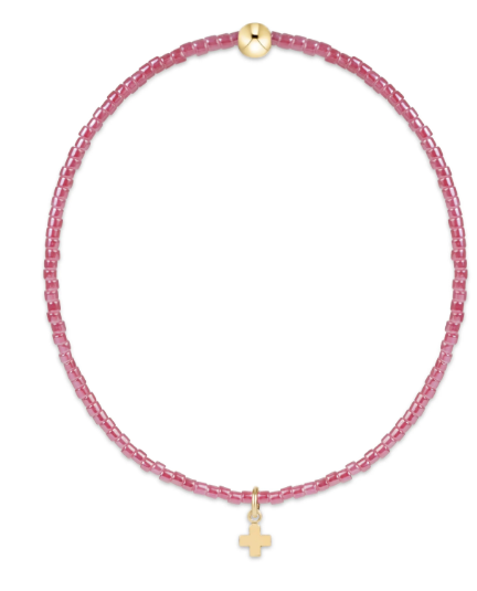 hope classic pink champagne bracelet- signature cross small gold charm