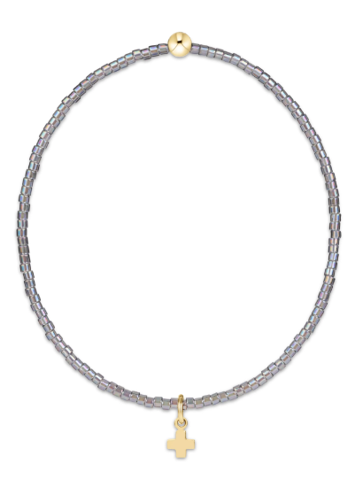 hope classic morning mist bracelet- signature cross small gold charm
