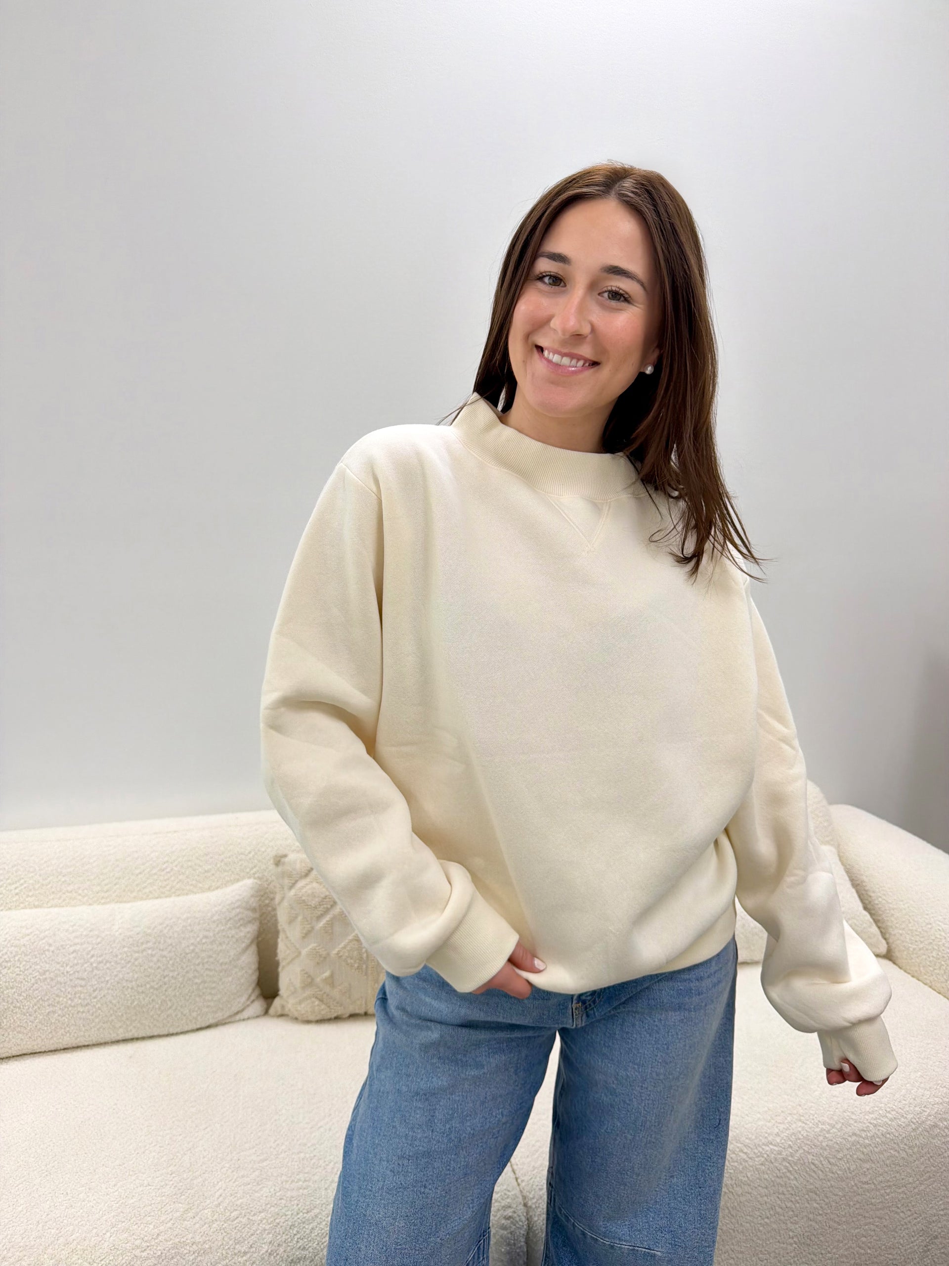 Mock Neck Pullover Cream