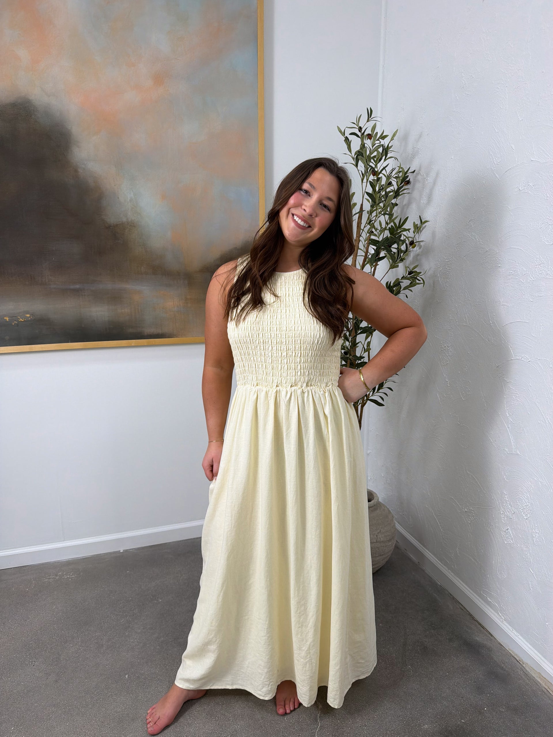 Juniper Linen Maxi Dress Pineapple