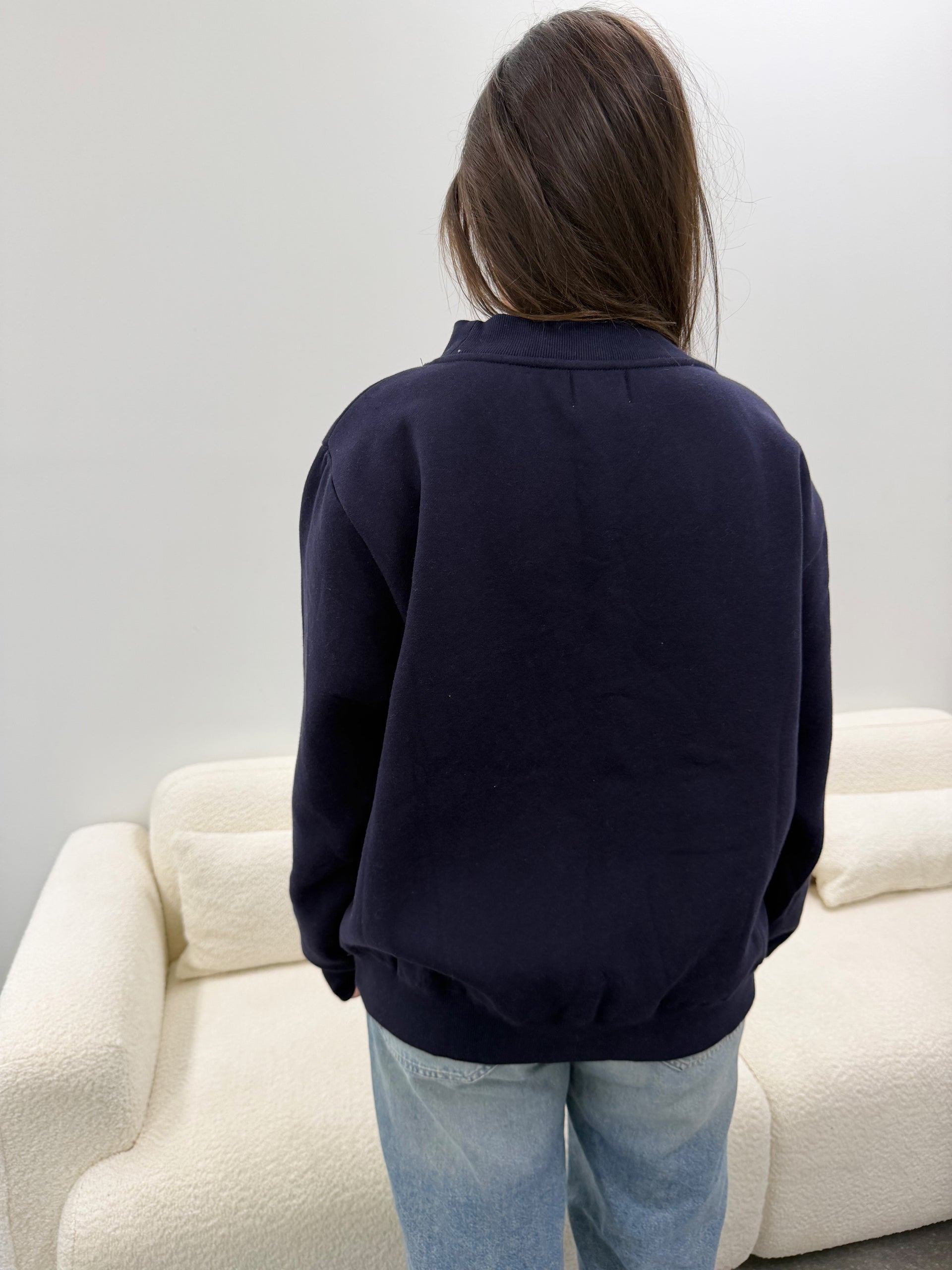 Mock Neck Pullover Navy