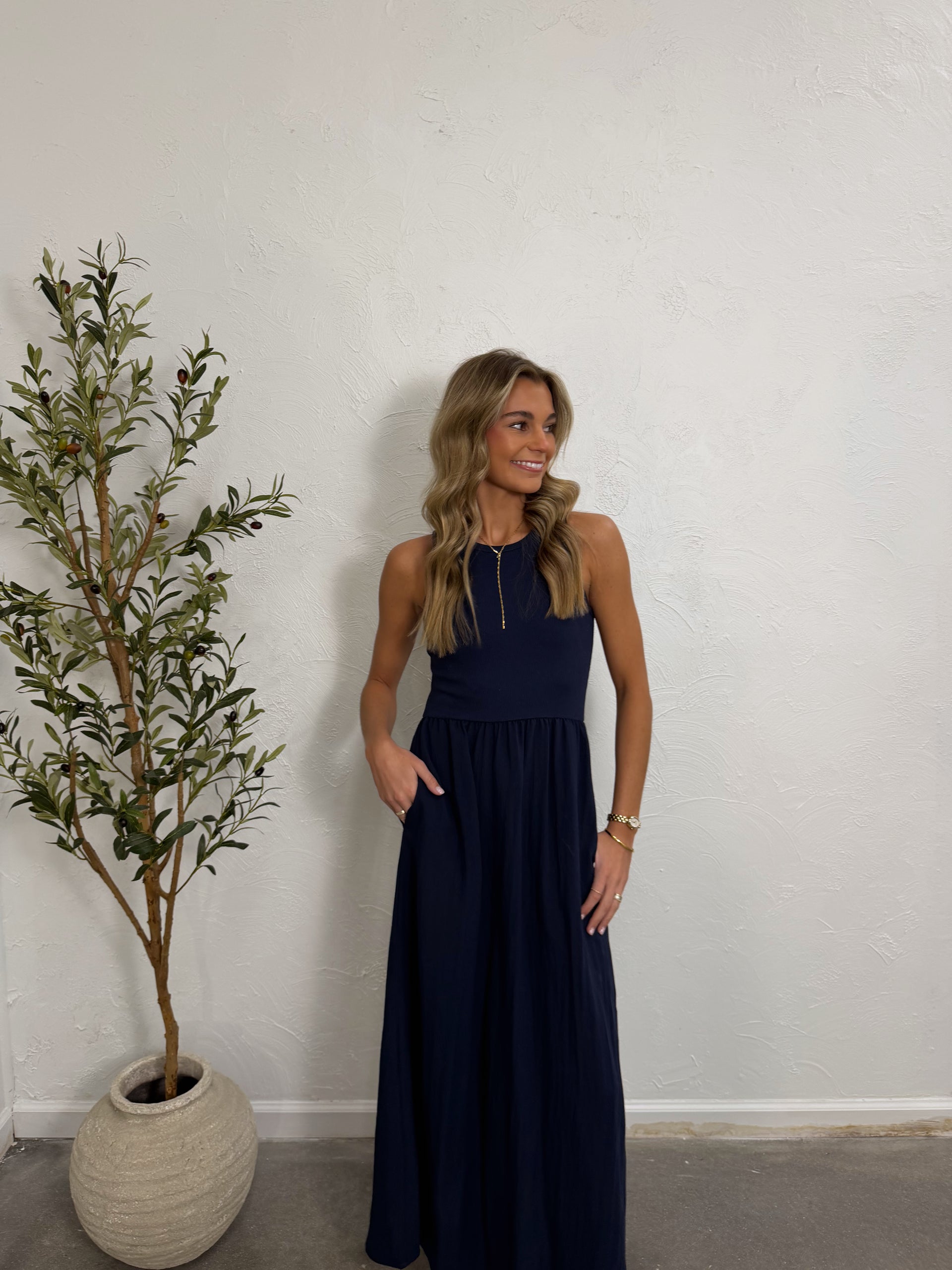 Charlotte Rib Midi Dress Eclipse