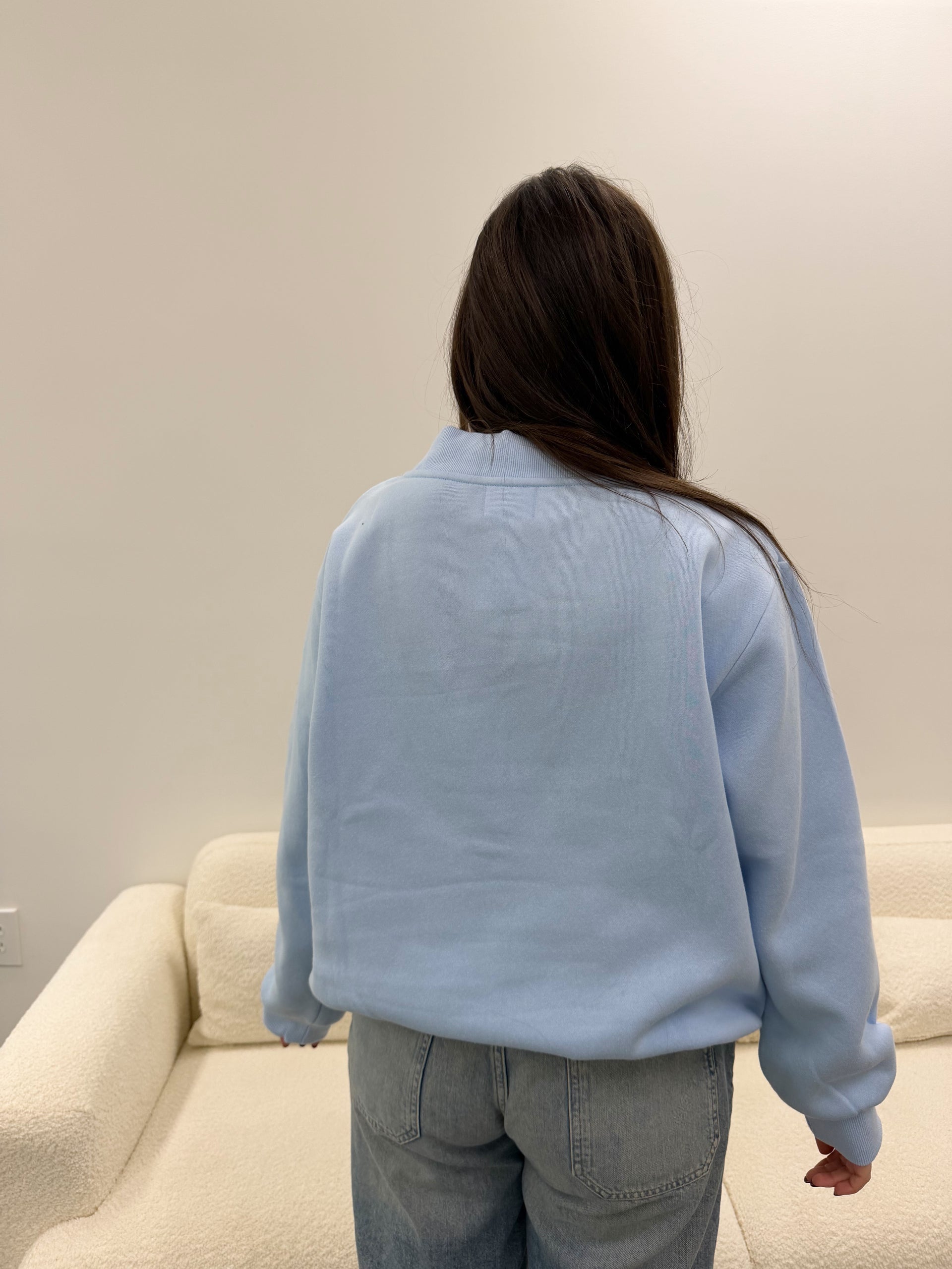 Mock Neck Pullover Light Blue