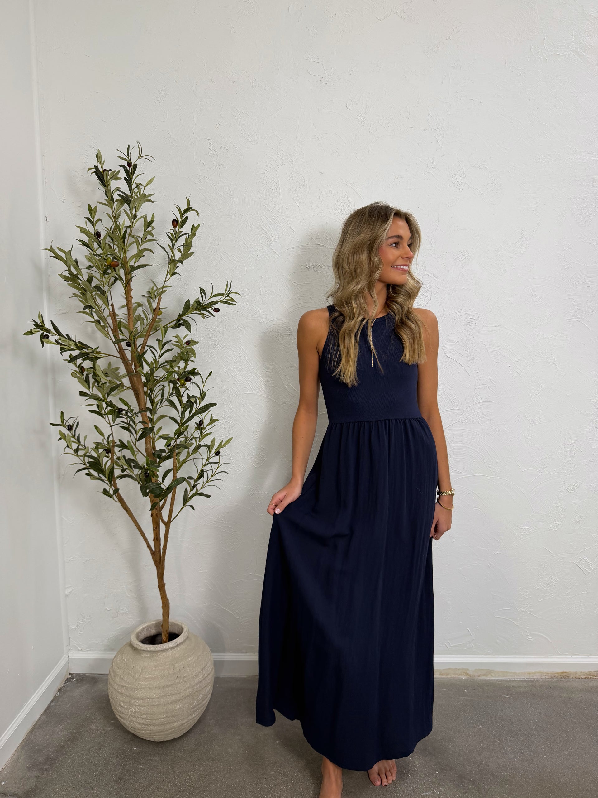 Charlotte Rib Midi Dress Eclipse