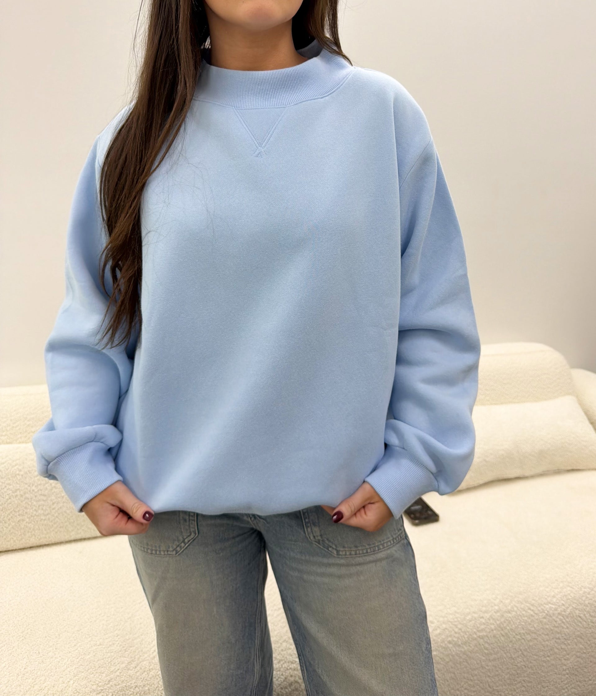 Mock Neck Pullover Light Blue
