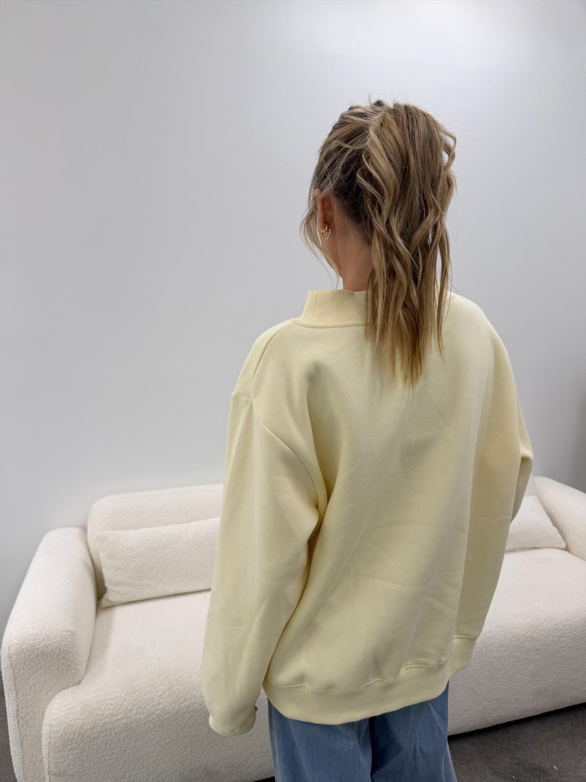 Mock Neck Pullover Butter Yellow
