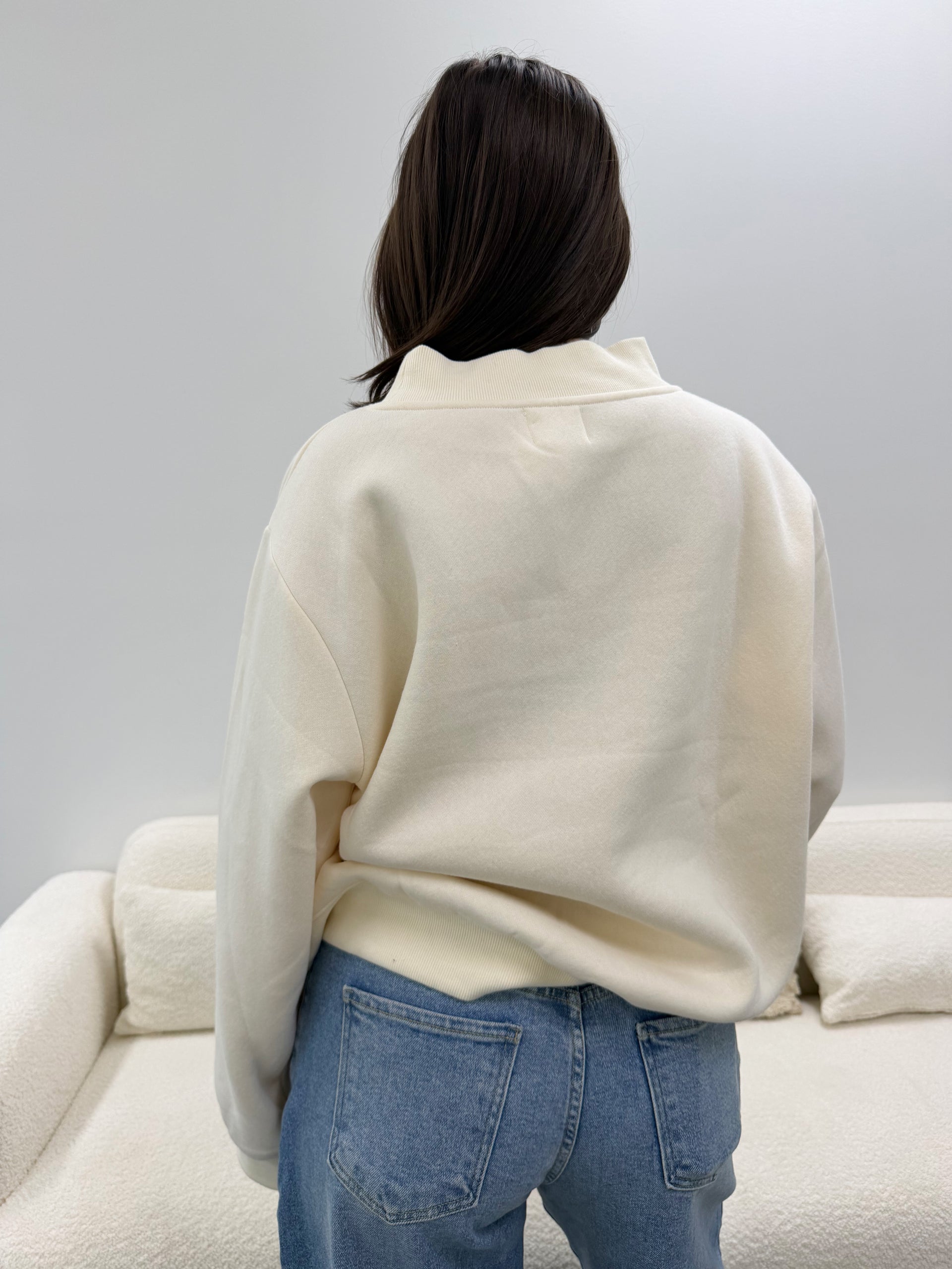 Mock Neck Pullover Cream