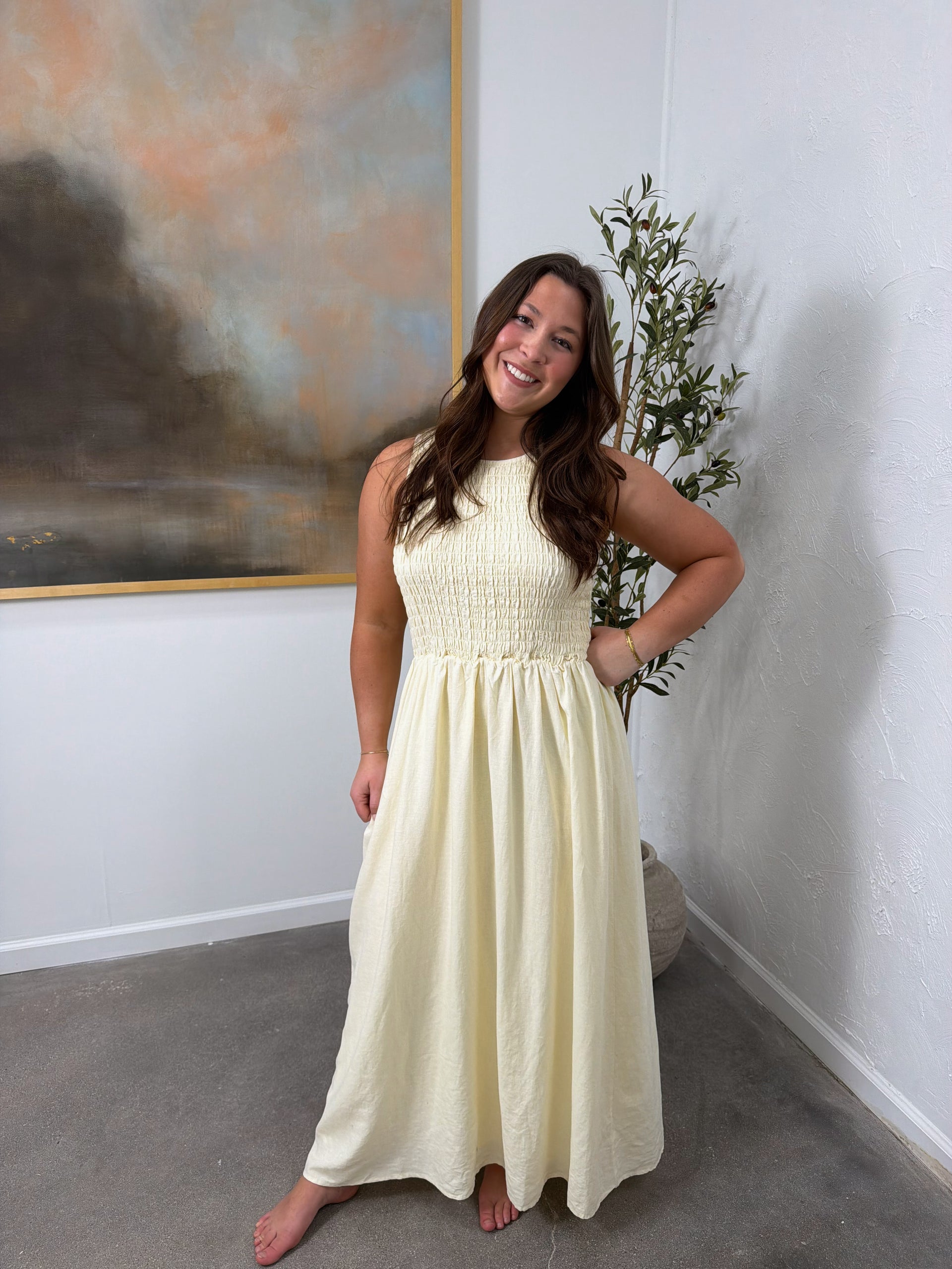 Juniper Linen Maxi Dress Pineapple